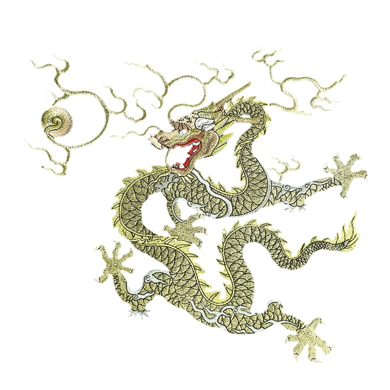 Fil d'or Dragon 27x26cm Neuf Murs Groupe Punk Rock Grand Fer sur Patchs de Broderie Badge pour vêtements appliqués