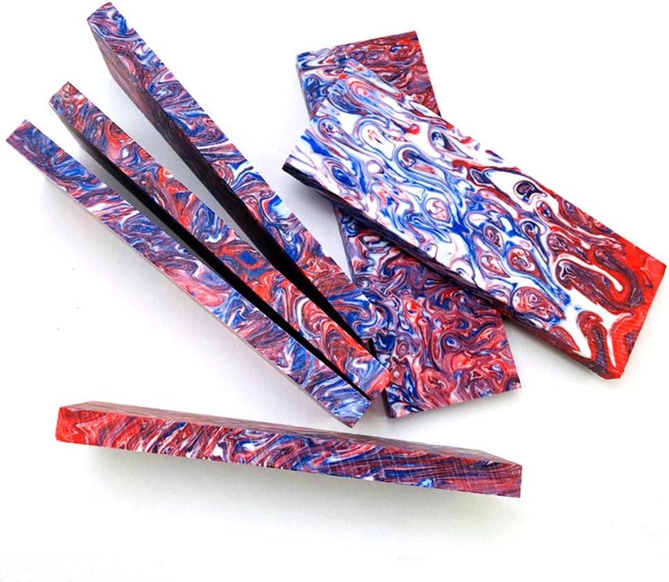 1 Pair Knife Handle Scales Colorful Resin Handles Slabs Knives Custom DIY Material Tools for Blank Blades Jewelry Making (120X40X30MM,C)