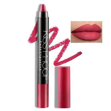 Boobeen Matte Lip Crayon Lipstik Pencil Velvety Creamy Lip Liner Full Coverage High Pigment Waterproof Long Lasting Lipstick for Women, Matte Lip Color with Smooth