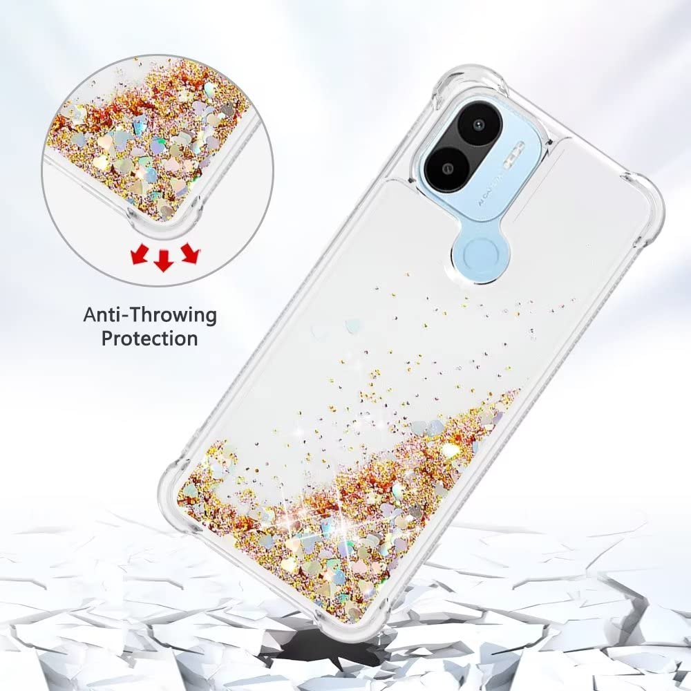 HAOYE Cover per Xiaomi Redmi A1, Elegante Brillantini Modello Silicone Morbido TPU Bumper Flessibile Gel Ultra Sottile Antiurto Custodia Skin Case, Oro rosa