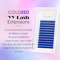 Vista 3 de Extensiones de pestañas en Y de colores, YY, extensiones de pestañas postizas en abanico, extensiones de pestañas azules, rizo D, 0.003 in