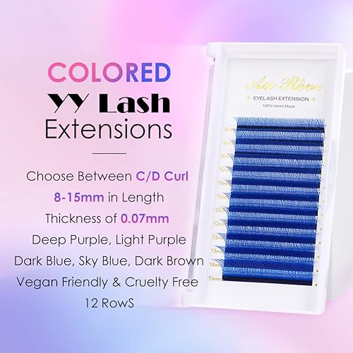 Miniatura 10 de Extensiones de pestañas en Y de colores, YY, extensiones de pestañas postizas en abanico, extensiones de pestañas marrones, rizo C, 0.003 in,