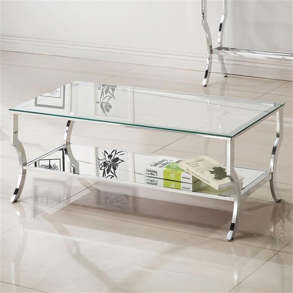 Chrome and Clear Glass Top Rectangular Coffee Table