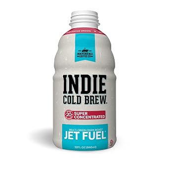 Independence Coffee Co. Indie Cold Brew Coffee Concentrate, Jet Fuel Intense and Heavy Body, Dark Roast, 32 Fluid Ounce Bottle