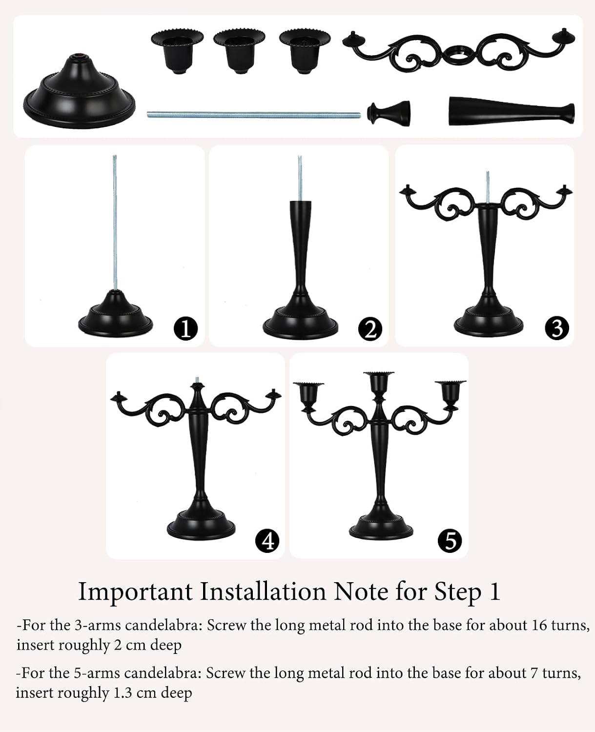 Black Candelabra Halloween 3 Arm Matte Gothic Taper Candle Holder