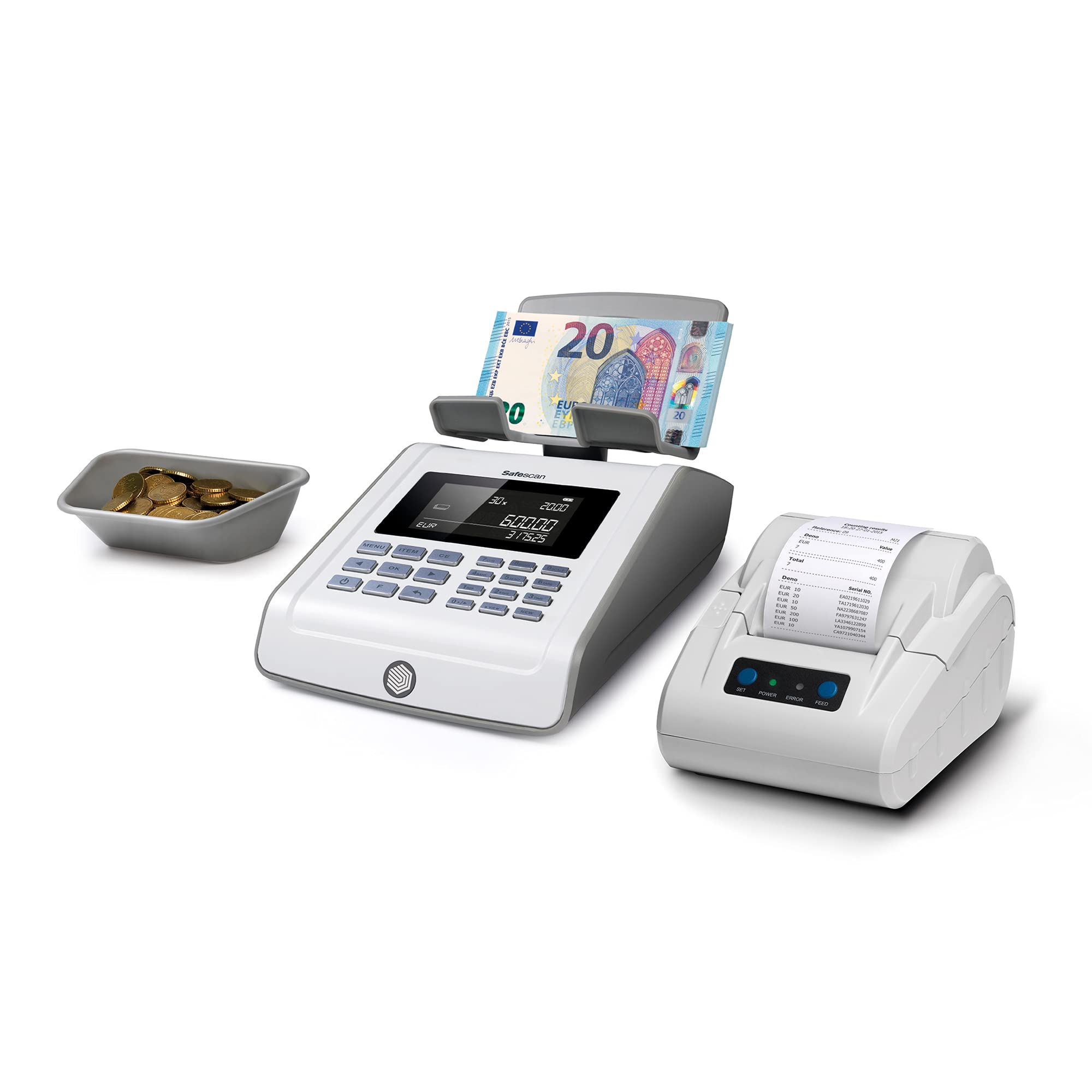 Safescan TP-230 Thermodrucker (grau) zum Ausdrucken der Zählergebnisse Geldzählmaschinen - Banknotenzählern - Münzzählern - Münzsortierern - Geldwaagen