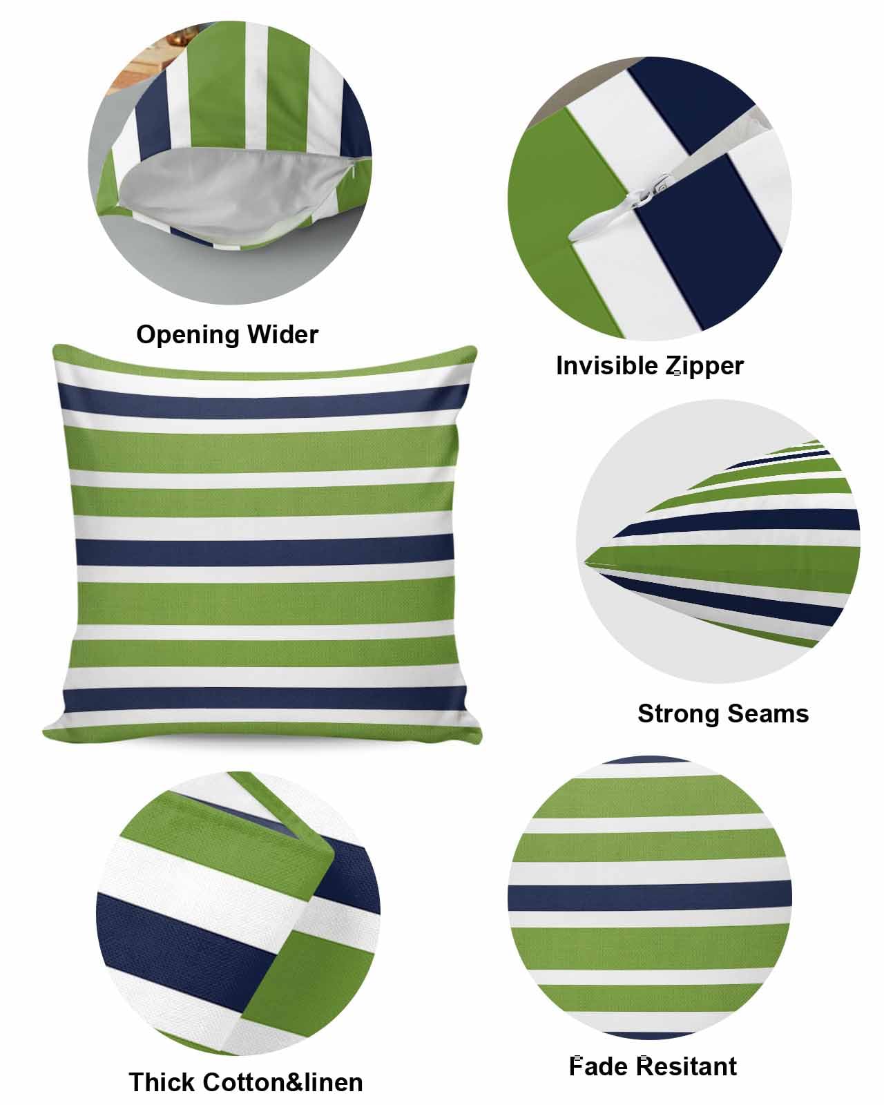 Amazon.com: Chic D Green Navy Blue Stripes Decorations Pillow