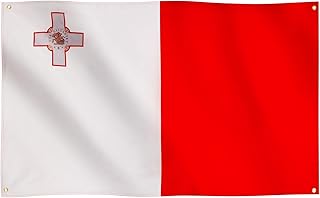 علم مالطا من رونيسول، 91 × 152 سم، 3 قدم × 5 قدم، 4 حلقات، فتحات في كل زاوية، لافتة مالطية، اعلام عيد العمال، اعلام فاخرة، داخلي، خارج، الوان زاهية