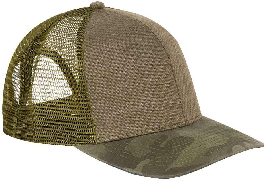 Pique Trucker Cap - 3358 - Adjustable - Olive/Camo