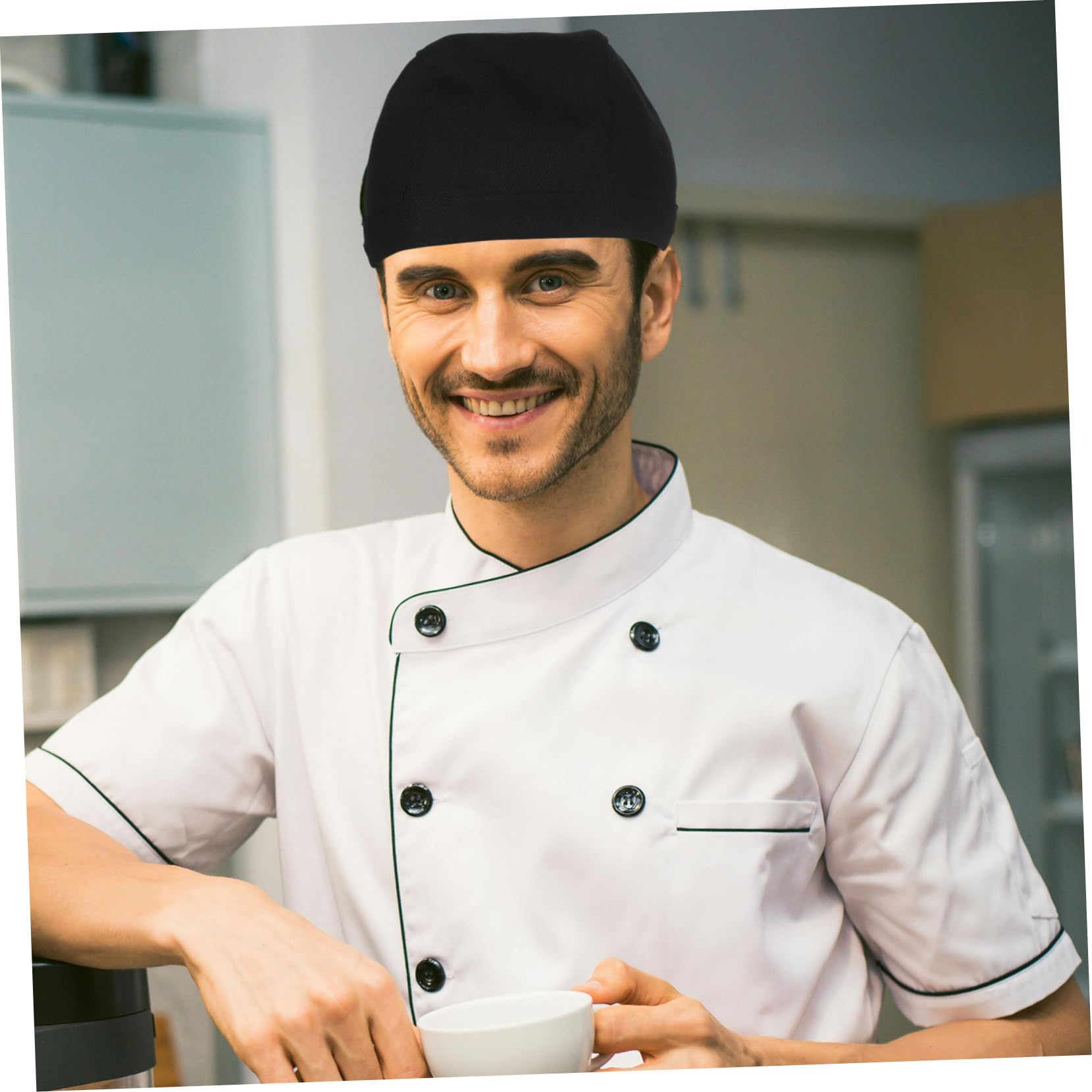 6 Gorros de Chef Negros de Algodón Cómodos y Ajustables para Cocina Profesional en Restaurante y Cafetería