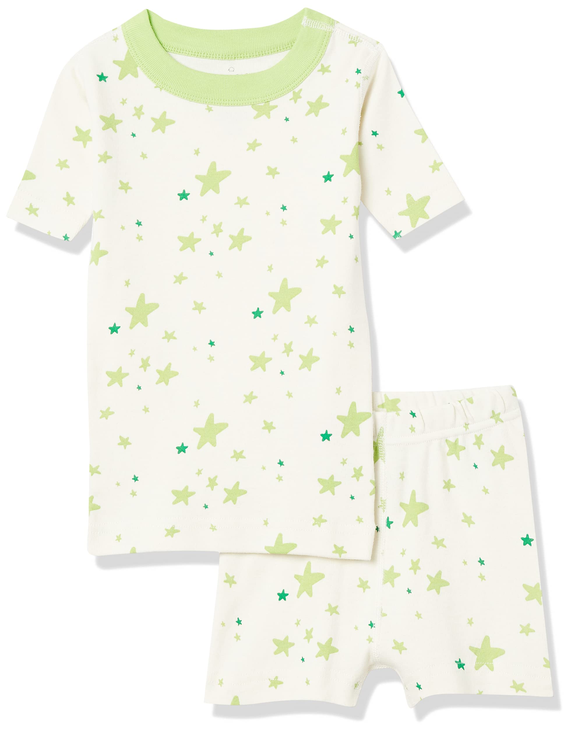 Moon & Back by Hanna Andersson Kids' Big 2 Piece Short Pajama Set, Lime Green, 10