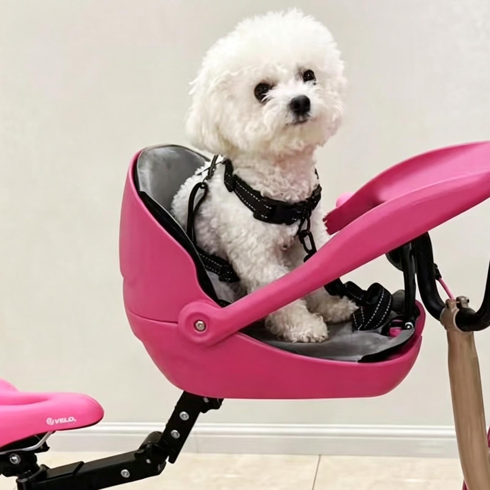 Asiento Delantero de Bicicleta Perros, Arnés Seguridad Reflectante 3 Puntos