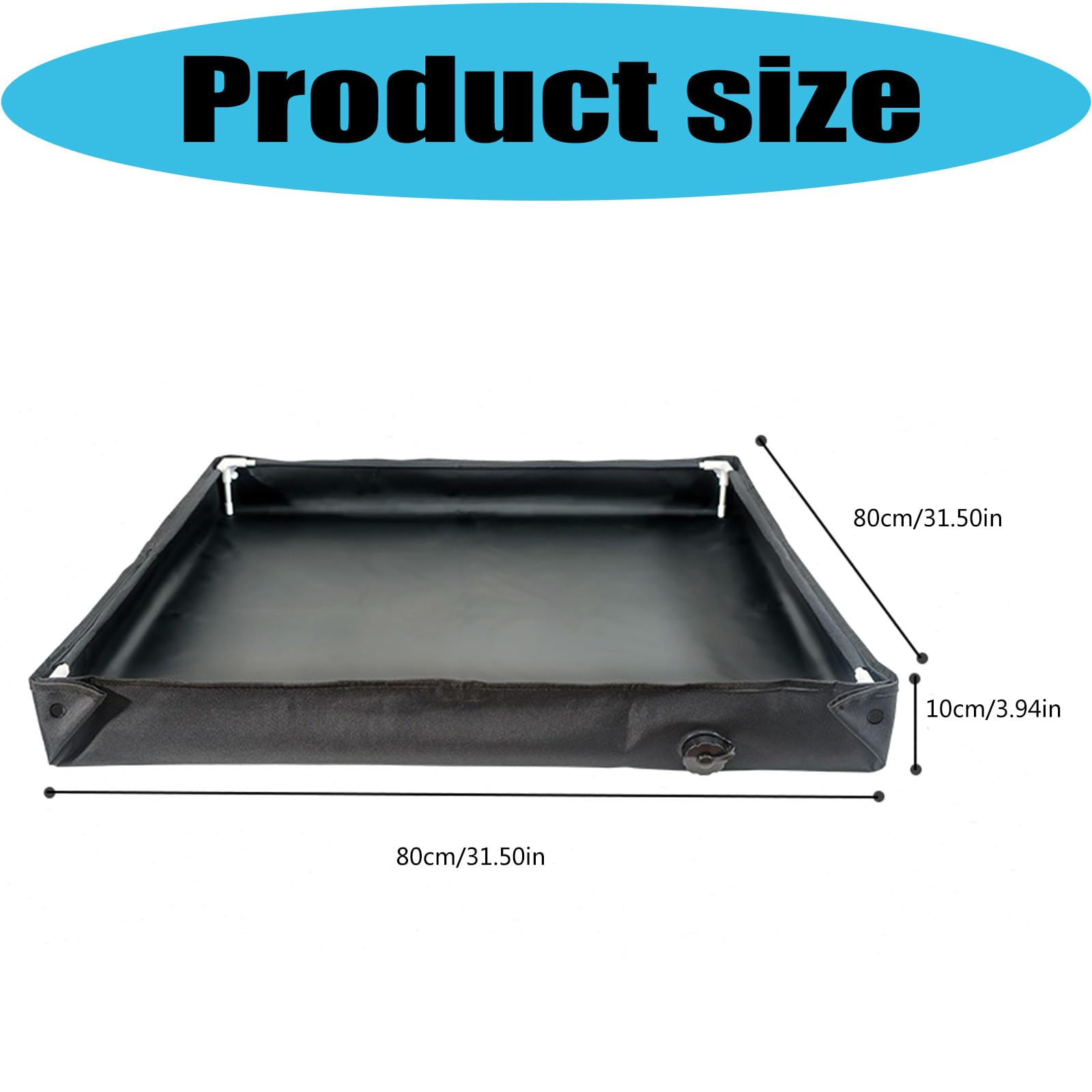 Faltbare Abflusswanne für die Spülung, Oxford PVC Wasserauffangwanne mit Schlauch, 80 x 80 x 10 cm für Terrassenaufgaben, Faltbare Abflusswanne, tragbares Spülbecken, Gartenwasser,
