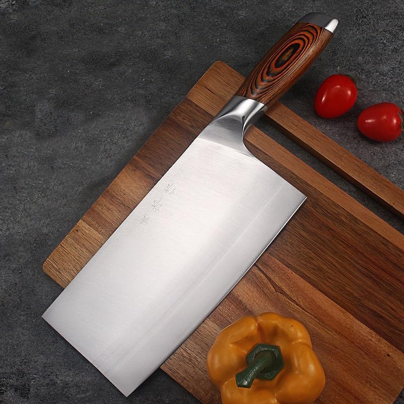 Meat Cleaver,Cleaver Knife Kitchen Knife Cleaver Chef Knife Stainless Steel Sharp Slicing Chopping Meat Chinese Butcher Knife Wood Handle Cooking Tools, LAMAJIGA5844