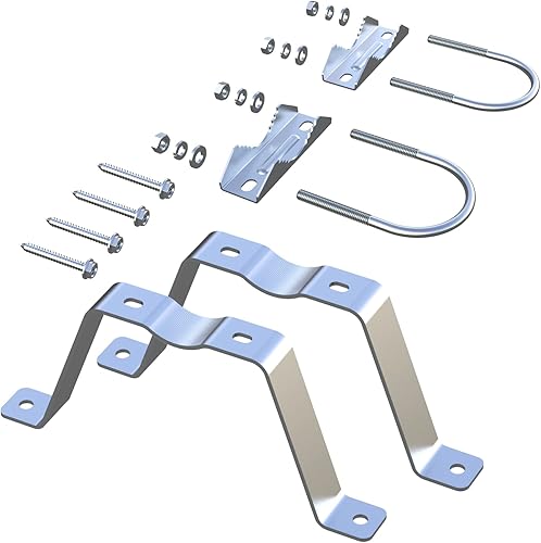 Miniatura 2 de Aimeboost 2 piezas de montaje de antena de acero inoxidable de doble pared, abrazadera de mástil de mandíbula en V, kit de accesorios sin el poste
