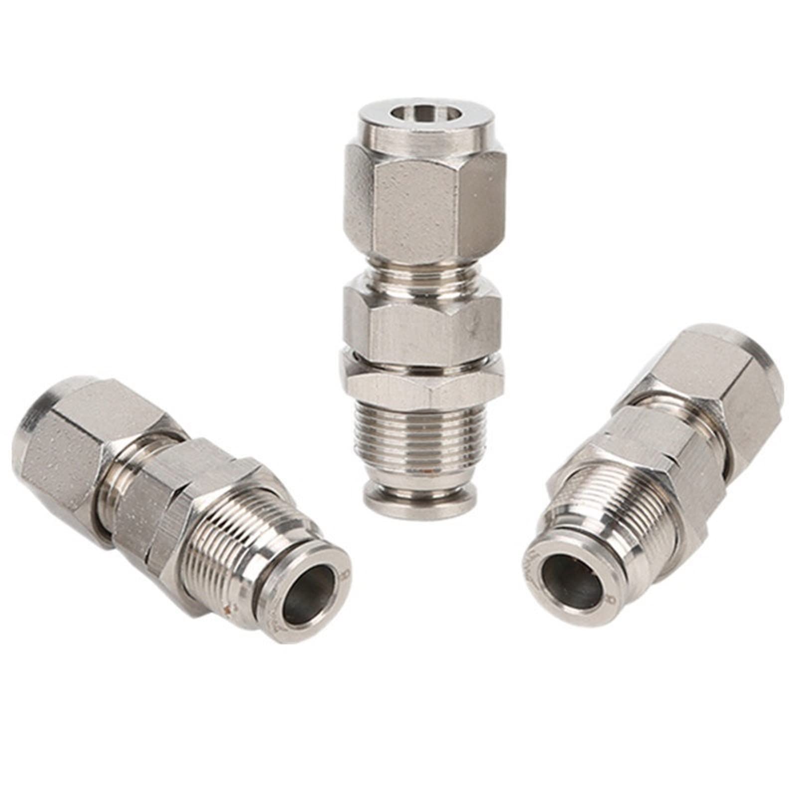 Conector de tubería de mamparo en acero inoxidable 304 SS con doble virola neumática PK