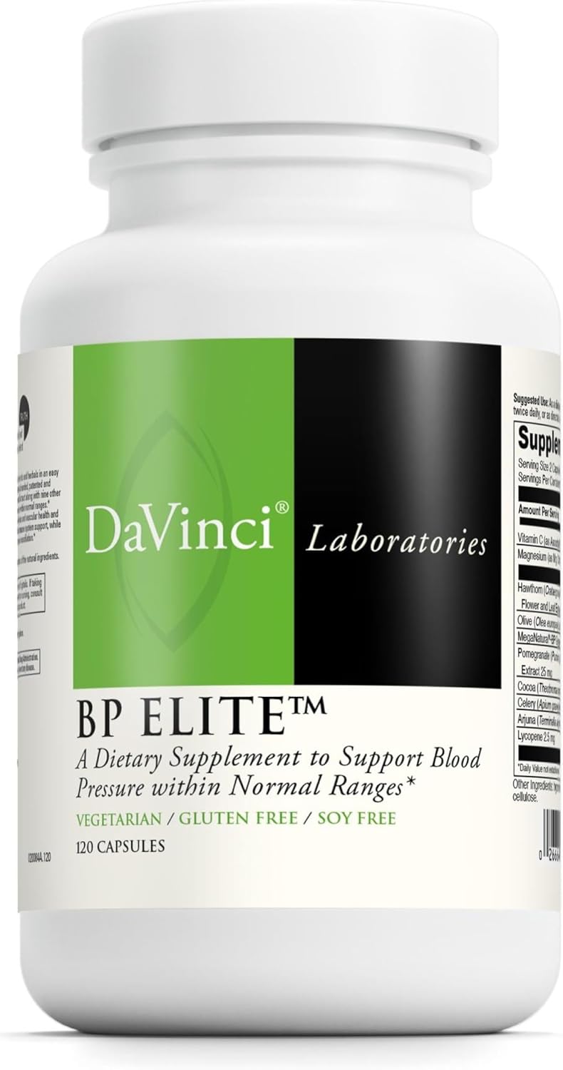 DAVINCI Laboratories BP Elite - Healthy Heart Function & Cardiovascular Health* - Magnesium, Vitamin C & More - Vegetarian, Soy Free, Gluten Free - 120 Capsules