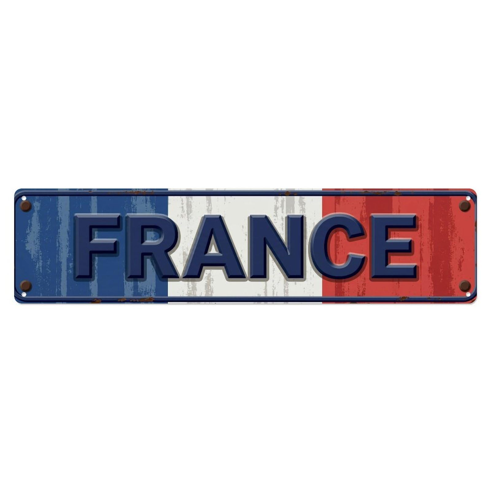 Metal Tin Sign Vintage France Flag Pattern
