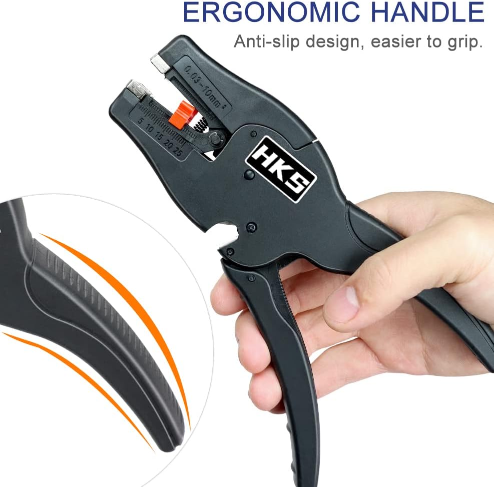 Miniatura 5 de HKS Herramienta pelacables automática 2 en 1 para pelar y cortar cables de 32-7 AWG, rango de longitud de 0.25-1 pulgadas, adecuado para varios