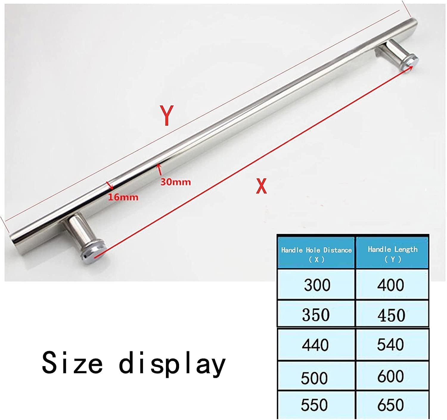 Polished Chrome Shower Door Handle Replacement Set - 2 Pack Pulls for Glass | Towel Bar & Sliding Knob | Adjustable Size 350mm-450mm (Chrome 350mm)