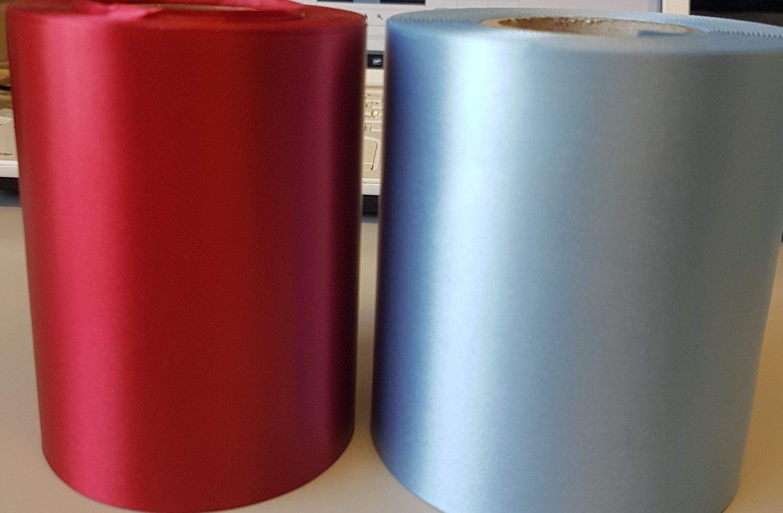 10/15/25/45/100 mm Wide Satin Ribbon Claret & Blue (100 mm)