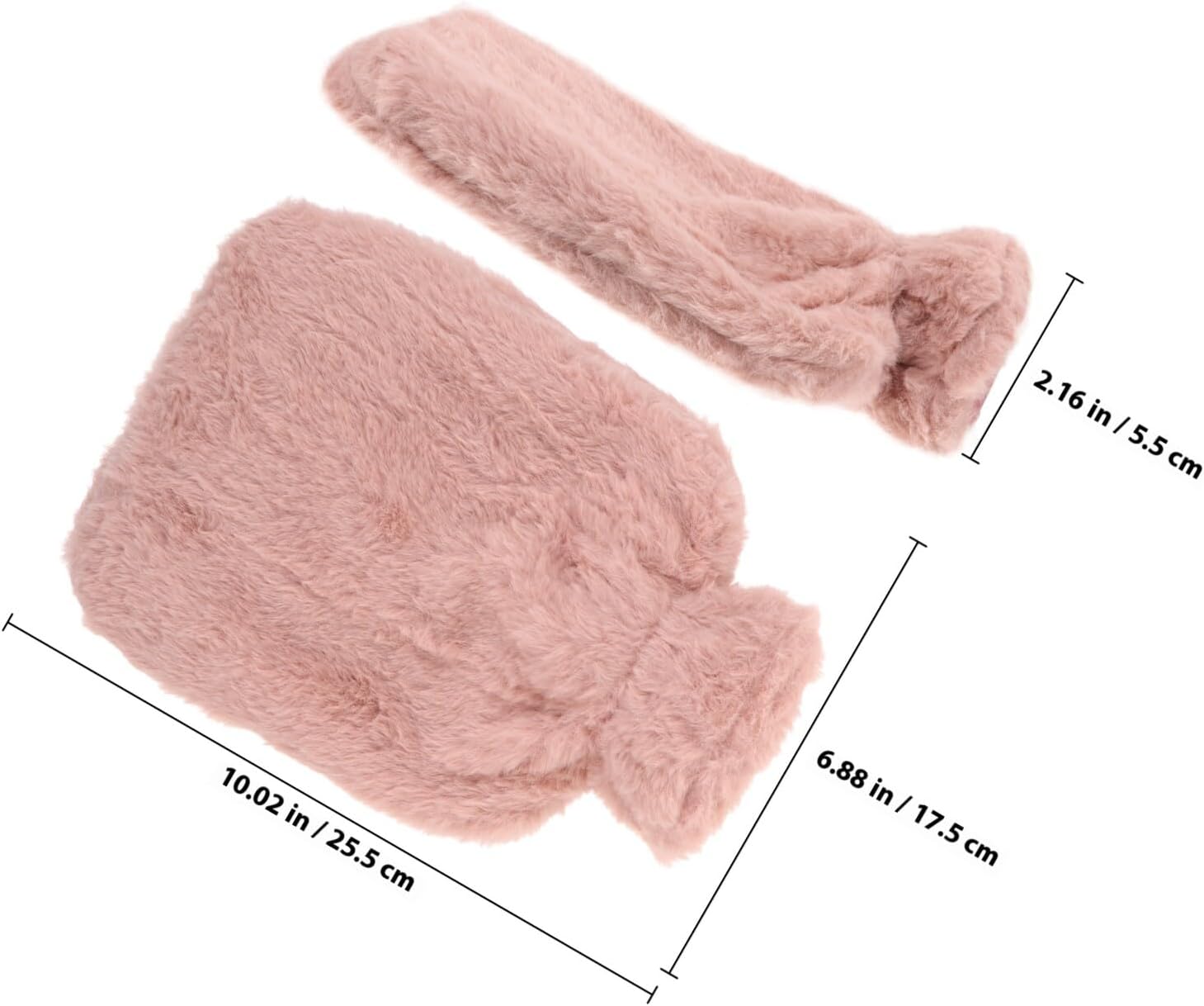 Cabilock Plush Fleece Cover Hot Water Bottle 1000ml Water with Soft PVC Inner Bag Comfortable Hand Warmer for Women Winter Belly and Relief
