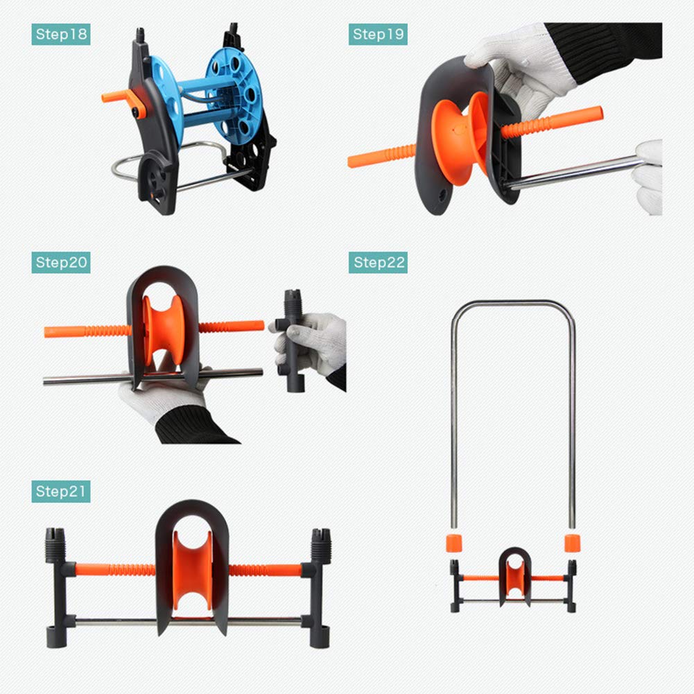 Carrello avvolgitubo da giardino con ruote, carrello portagomma con maniglia pieghevole, dispositivo antigoccia, carrello avvolgitore per tubo dell'acqua a 2 ruote per piante acquatiche da giardino,