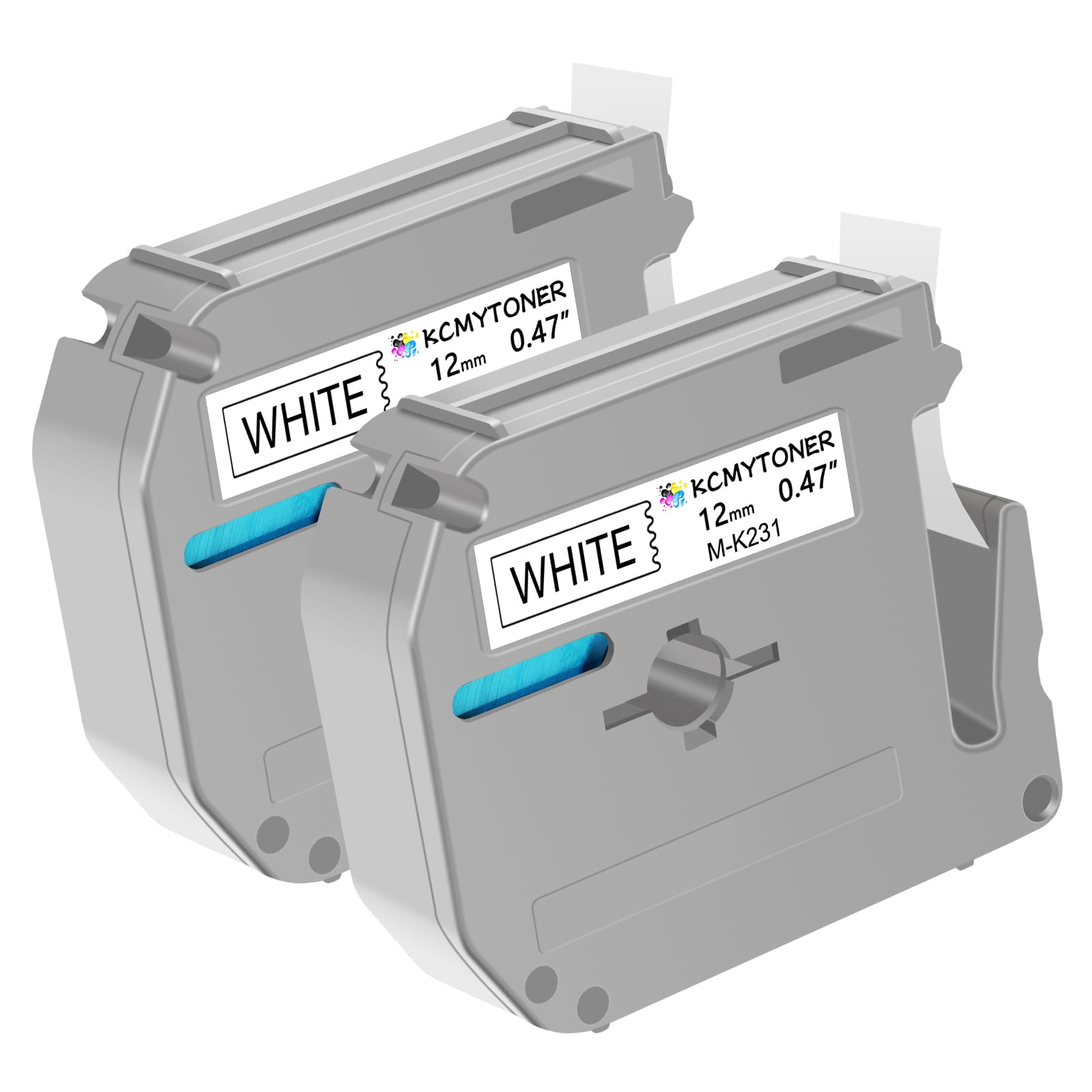 KCMYTONER 2 Pack Compatible for Brother P-Touch M Tape M231 MK231 M-K231 M-K231S 1/2 inch 12mm 0.47'' White Label Tape for PT-100 PT-110 PT-45M PT-
