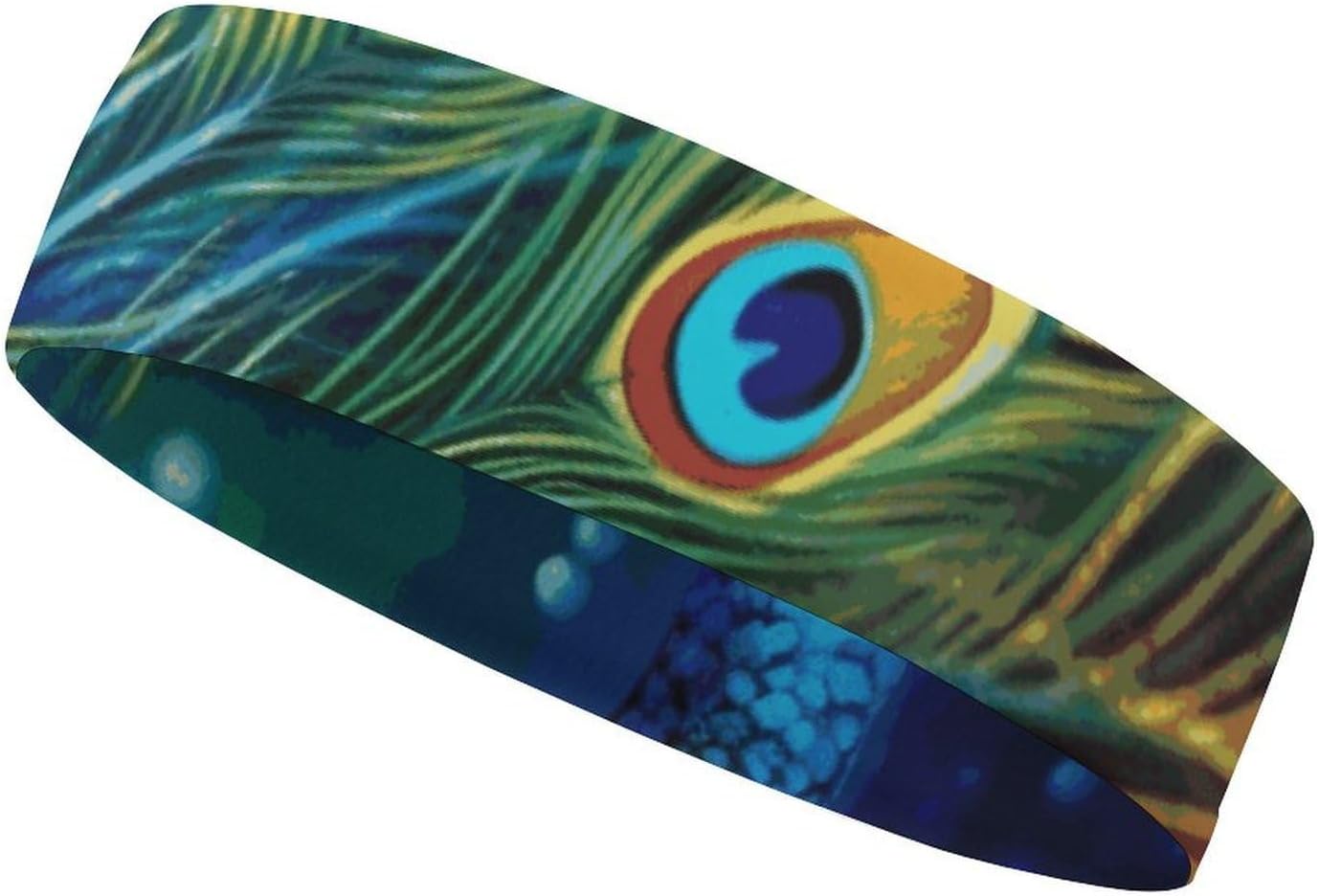 Colored Peacock Sports Headbands for Men, Breathable Hair Bands for Women, Moisture Wicking Athletic Sweatband, Personalized Wristband for Running, Gym, Workout