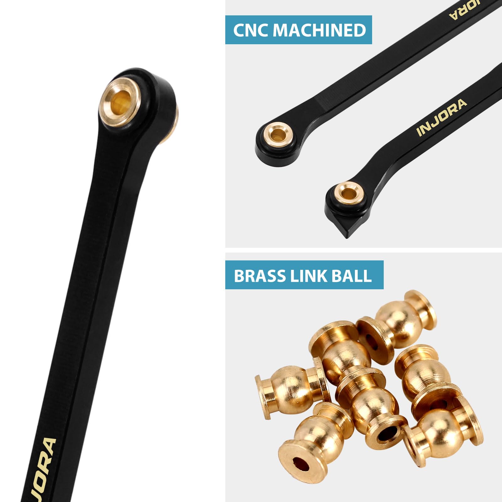 INJORA Collegamenti del telaio in ottone ad alta distanza con rivestimento nero per 1/18 Redcat Ascent-18 APEX