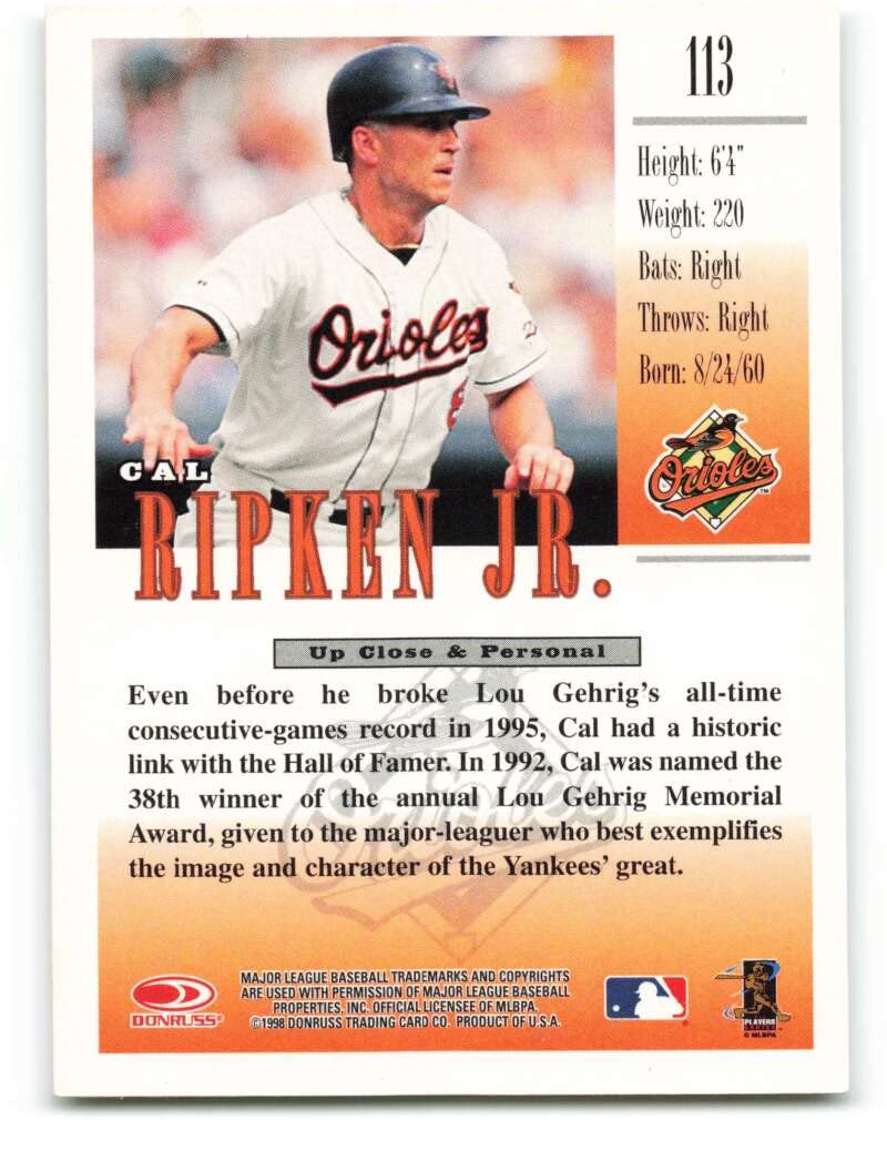 Amazon.com: 1998 Studio #113 Cal Ripken Jr. NM-MT Baltimore