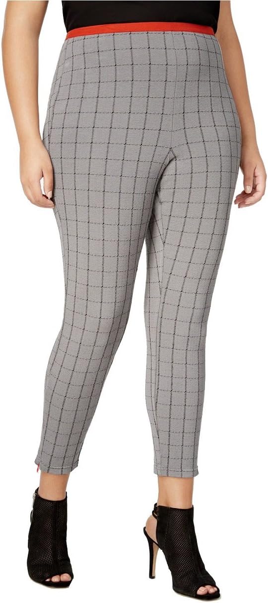 HUE Women's Plus Size Windowpane Loafer Skimmer Leggings 1X