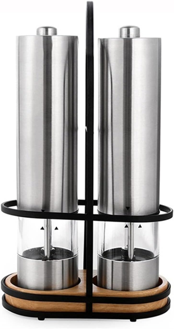 Spice Grinder Stainless Steel Electric Salt and Pepper Mill Set Herb Spice Grinder Adjustable Rough One Hand Operation Kitchen Gadgets 2 PCS Salt and Pepper Shakers Grinding (Color : B) (B)