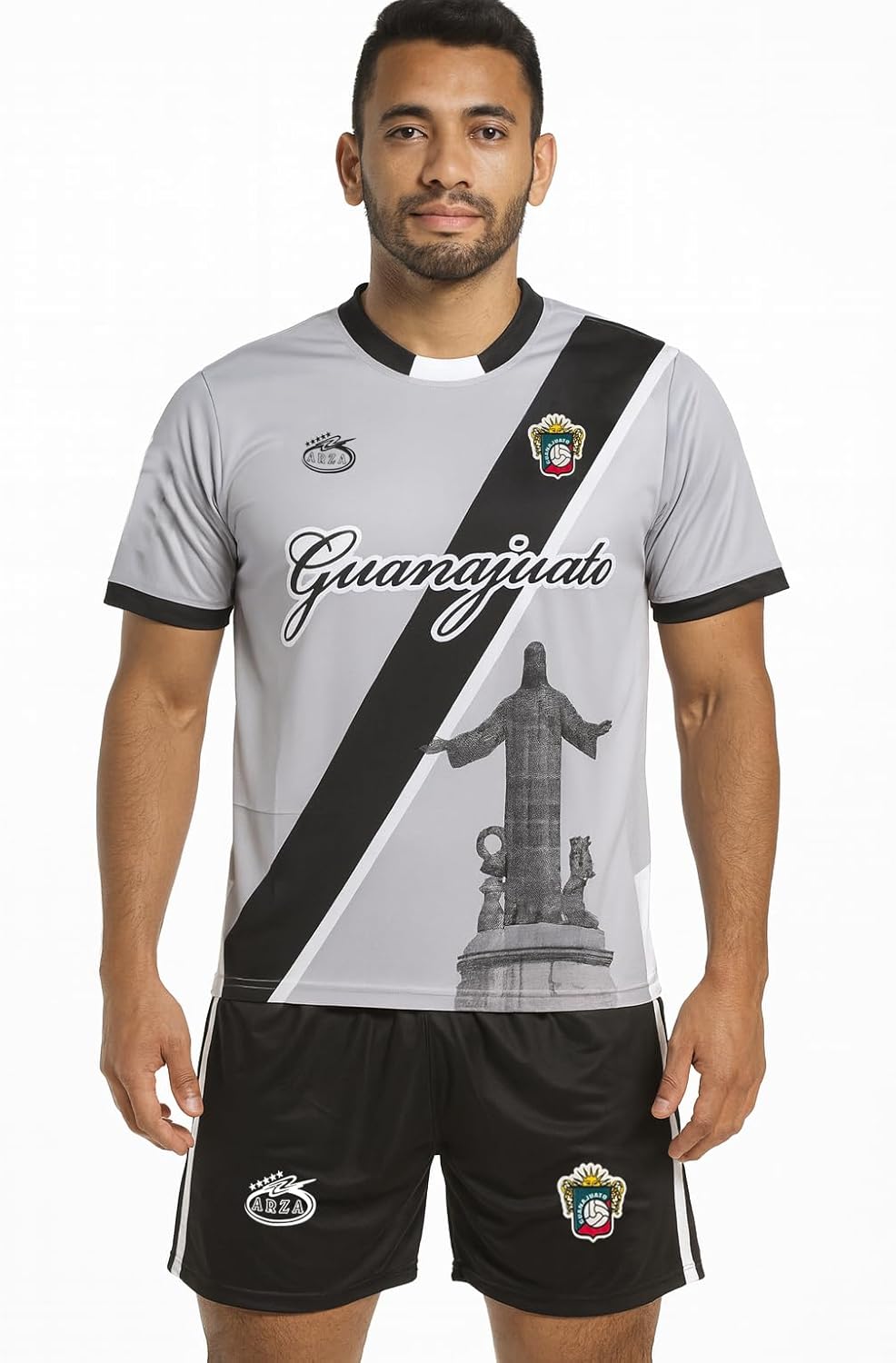ARZA Guanajuato Soccer Uniform Set – Gray and Black Sublimated Jersey, Shorts and Socks, Custom