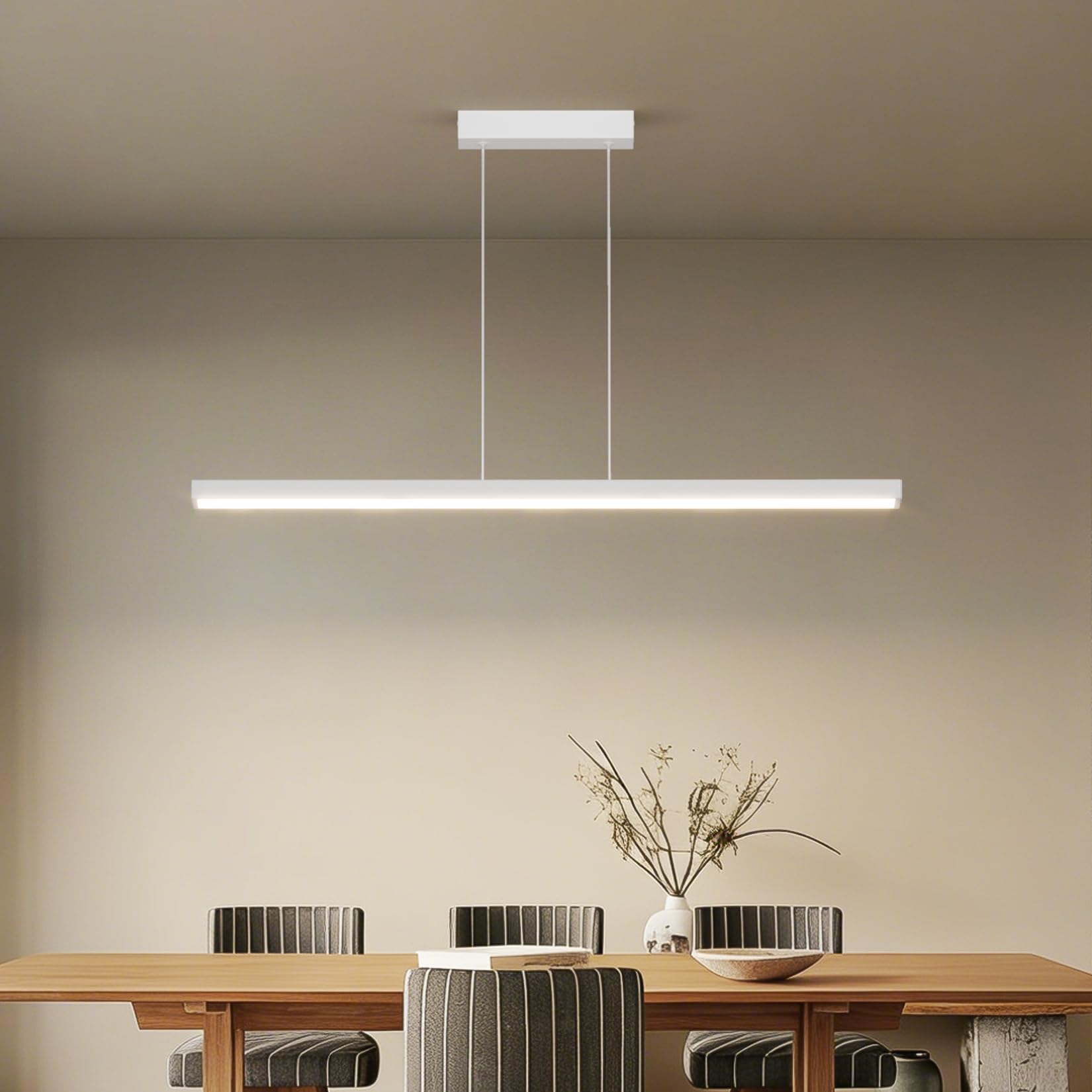 100CM LED Dimmbar Hängelampe, mit Fernbedienung, 36W, Weiß | 3000K/4000K/6000K , Einstellbare Pendelleuchte, Modern Esstisch Hängeleuchte, für Esszimmer, Küche, Büro, Wohnzimmer