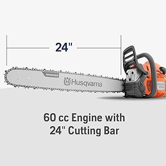 Husqvarna 460 Rancher Gas Chainsaw, 60.3-cc 3.6-HP, 2-Cycle X-Torq Engine, 24 Inch Chainsaw with Automatic Adjustable Oil Pump, For Wood Cutting, Tree Trimming and Land Clearing