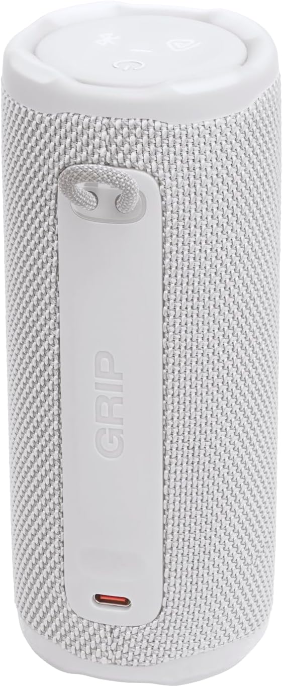JBL Grip, Altavoz Bluetooth Compacto, Blanco | Sonido JBL Pro, AI Sound Boost, Impermeabilità IP68, Luz Ambiental, Autonomía 14 h, Auracast, Aplicación JBL Portable 6