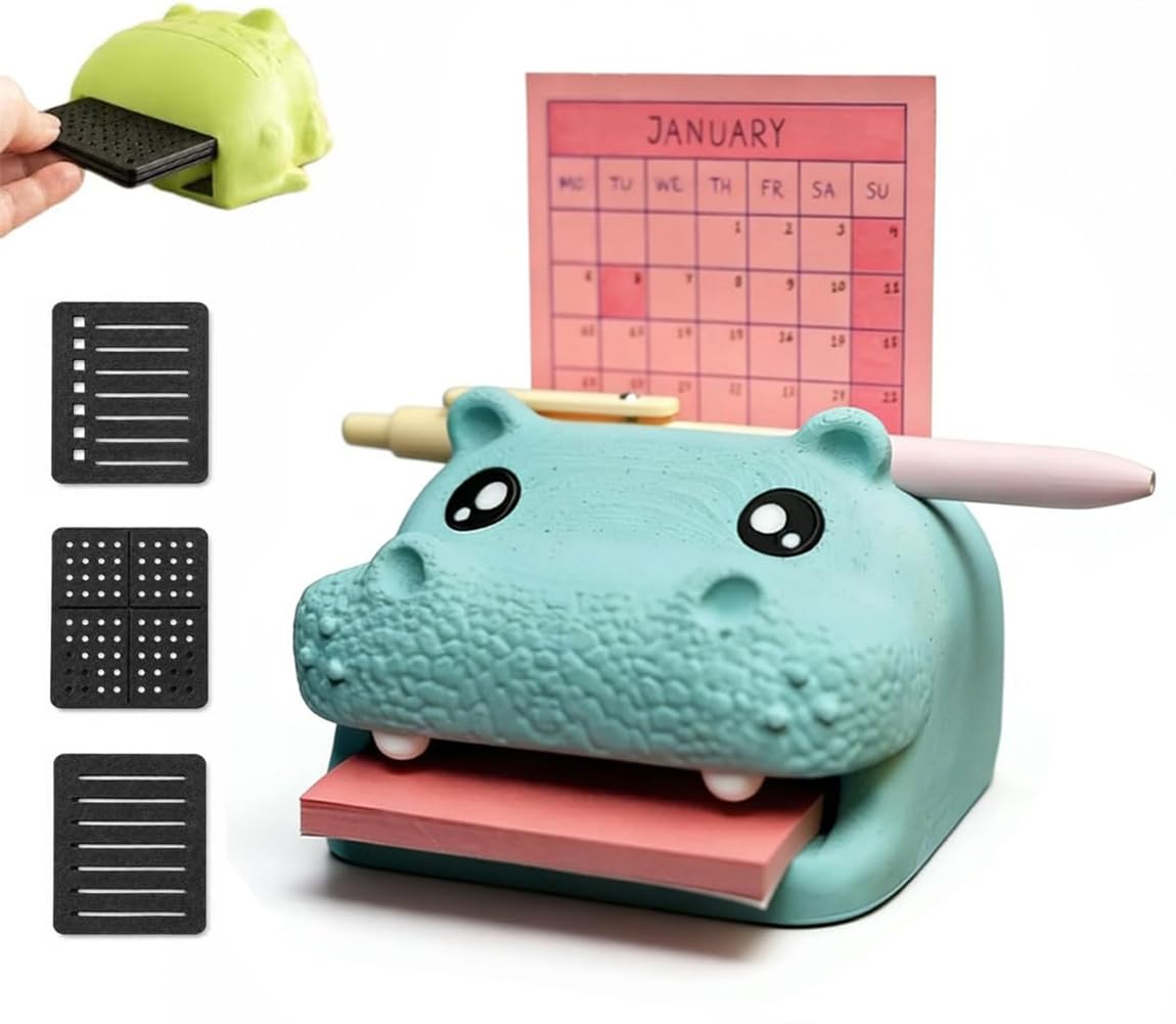 Note Toad Desk Organizer Sticky Note Holder with 3 Writing Guides (Hippo)