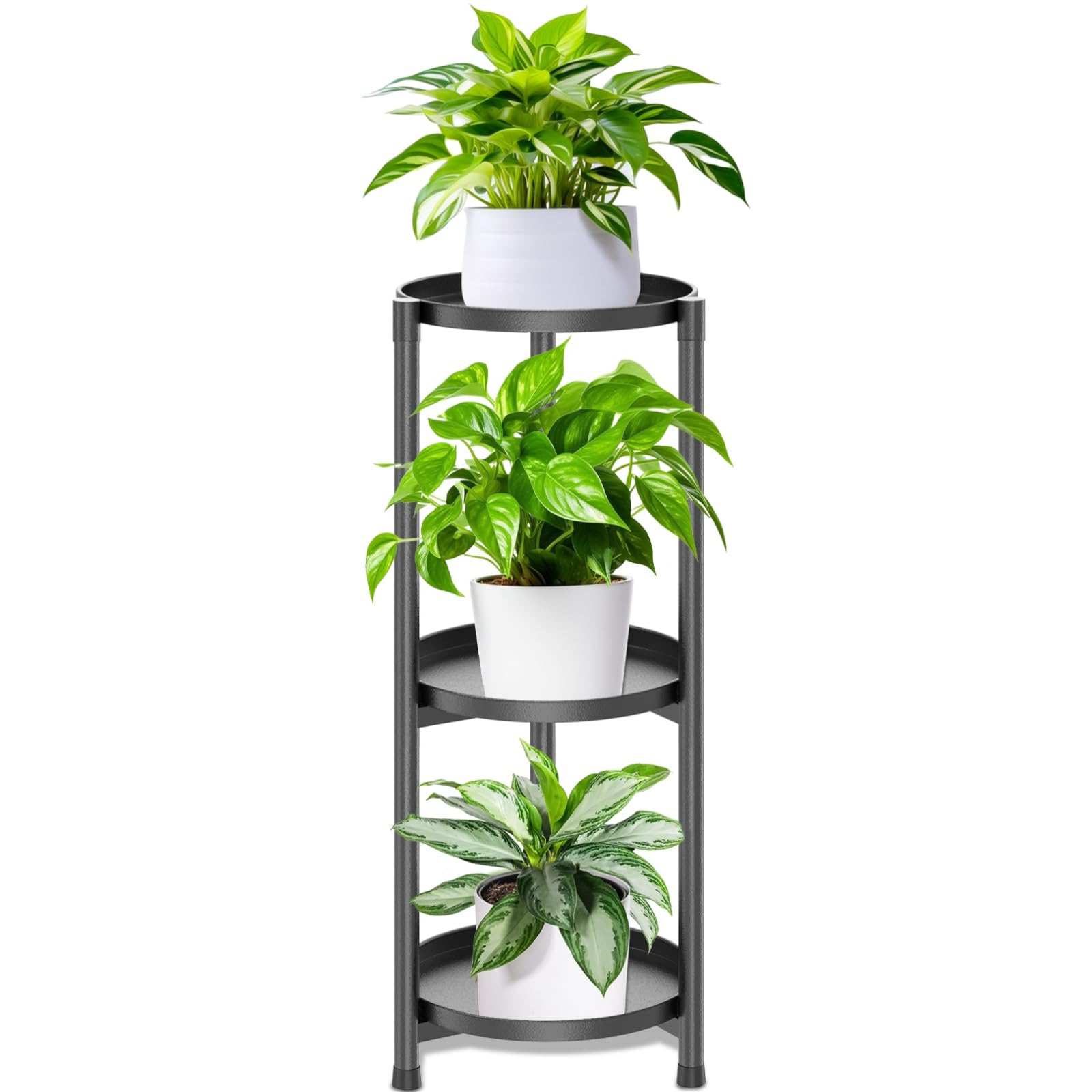 KHayRovies 3 Tier Plant Stand Indoor Tall, Black Metal Corner Plant Stands for Multiple Plants, Flower Pot Holder Shelf Outdoor Plant Display Rack for Garden Balcony Patio Living Room
