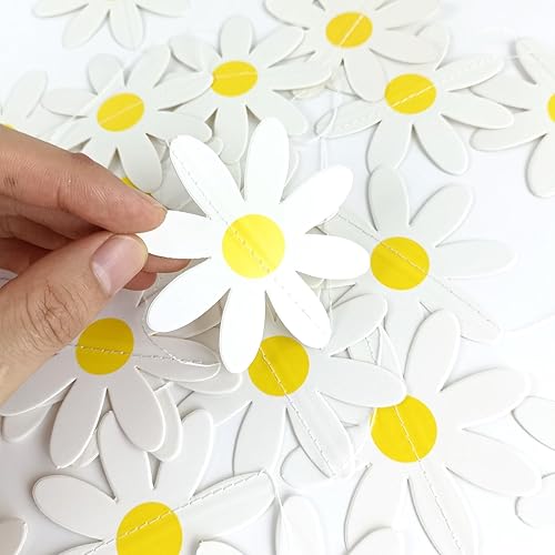 Vista 3 de 4 cuerdas Daisy Groovy Boho Party Banners con 12.1 pies, kit de guirnalda de flores colgantes de margaritas, decoración hippie para cumpleaños, baby