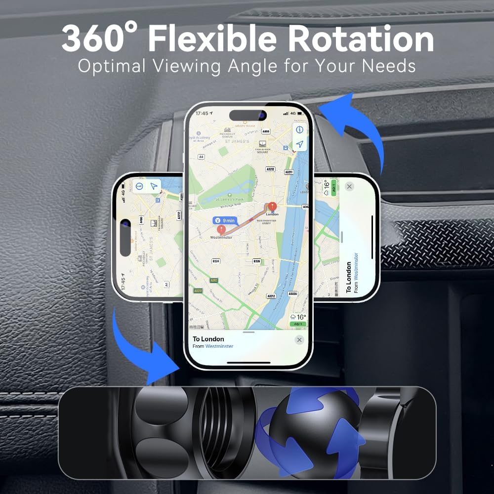 BEERTE Fits MagSafe RAM Car Mount Fit for 2019-2025 Dodge Ram 1500 Magnetic Phone Holder for Car Phone Mount Fit for iPhone 17 16 15 14 13 12 Series MagSafe Case All Phones (NOT for 1500 Classic) image 4
