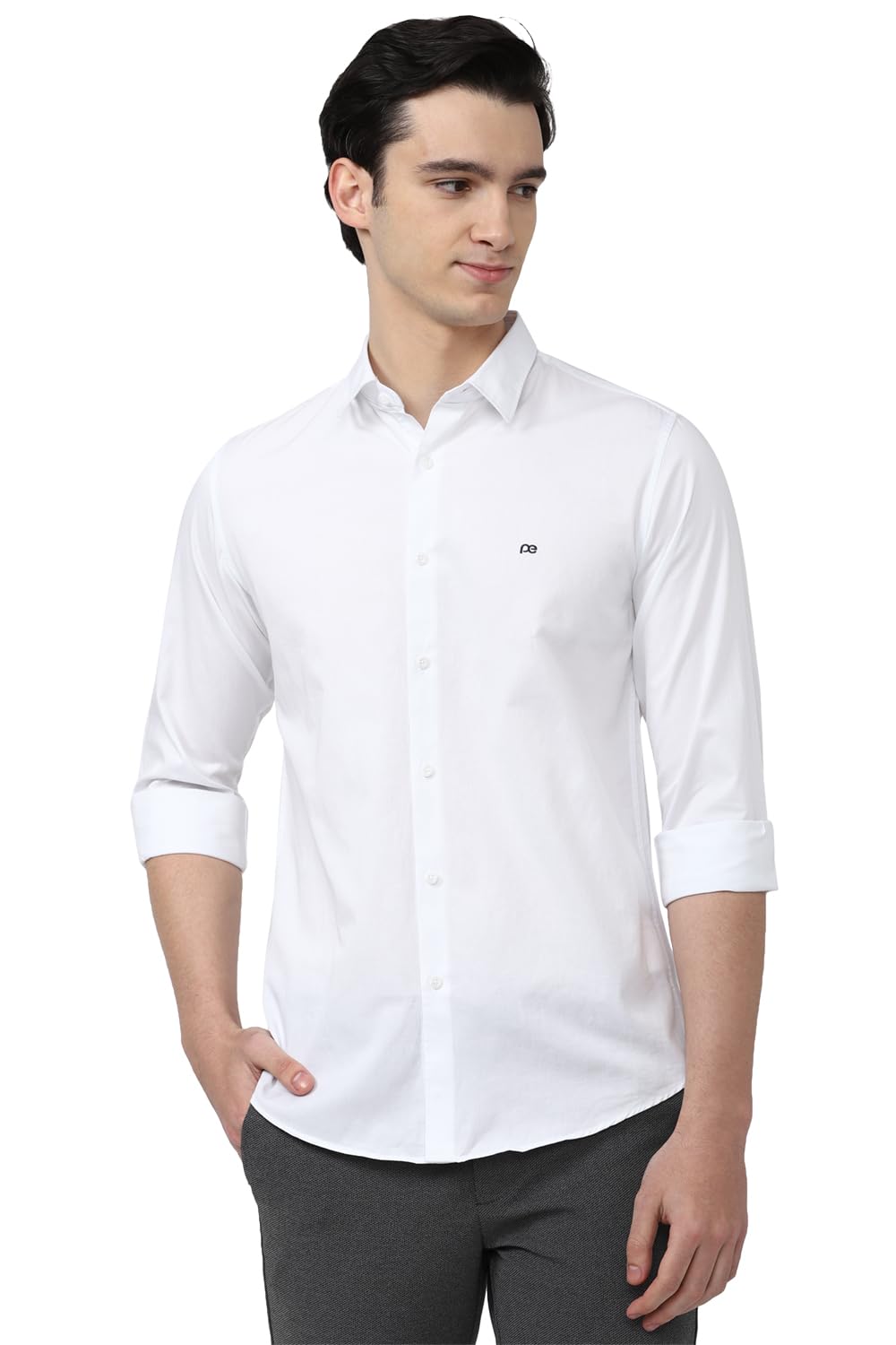 Peter England Men’s Cotton Slim Fit Solid Full Sleeve Casual Shirt