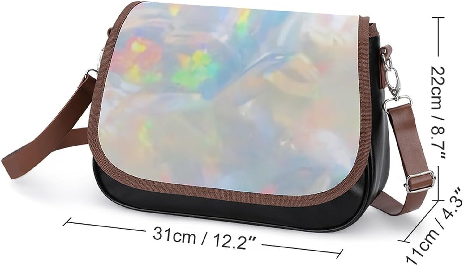 Opal Gemstone TextureWomen's Faux Leather Crossbody Bag, Waterproof Wrinkle-Resistant Shoulder Bag with Detachable Strap, Large Capacity Casual Handbag, Fashion Daily Purse for Shopping Work Dating, I