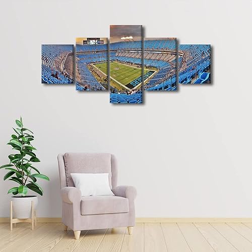 Vista 430 de Cuadros de estadios deportivos de fútbol americano de Minnesota, cuadros de vikingos, 5 paneles, lienzo para pared, arte de pared del estadio