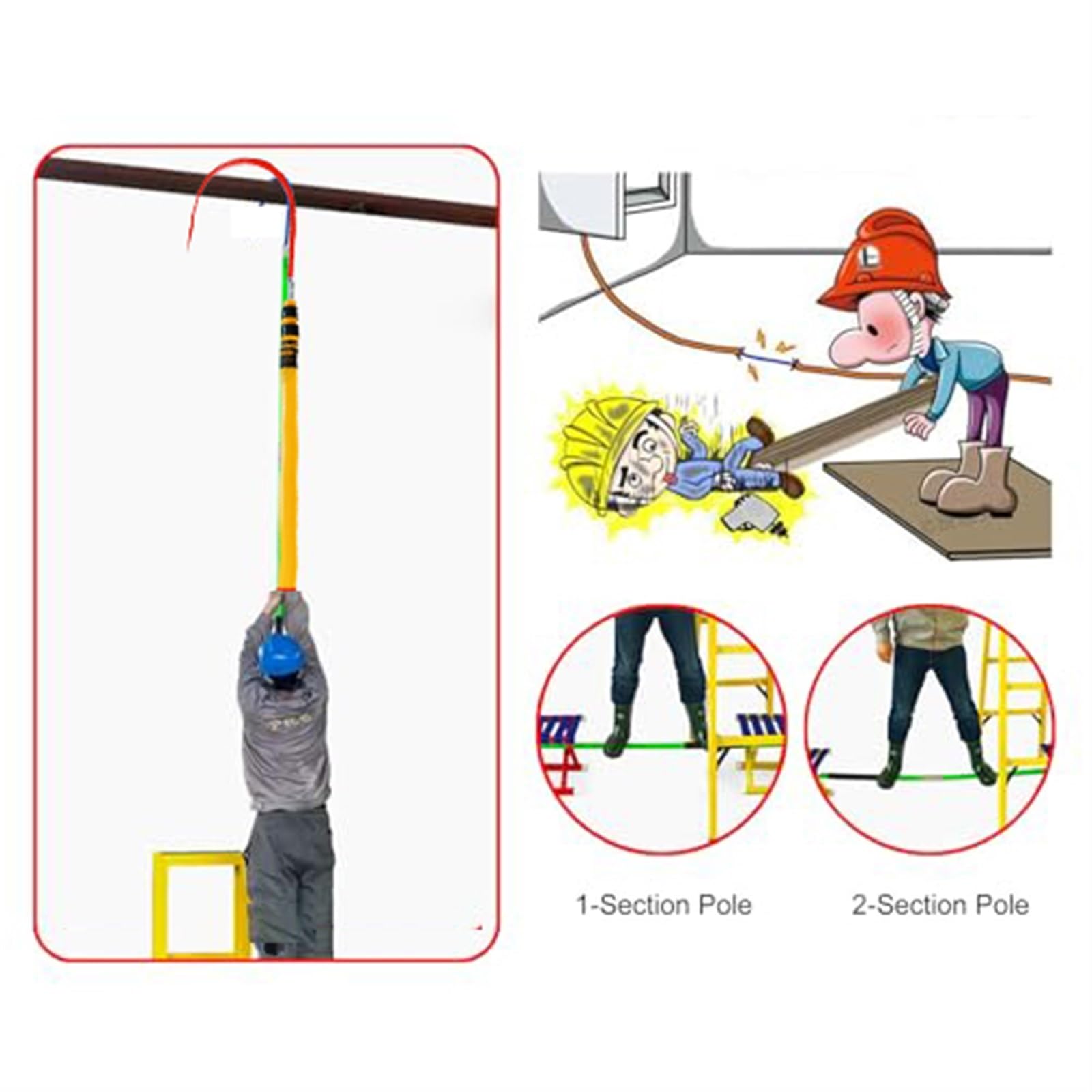 Elctrical Rescue Rope Fiberglass Rescue Pole 100kg Capacity Fiberglass Insulated Rescue Hook ...
