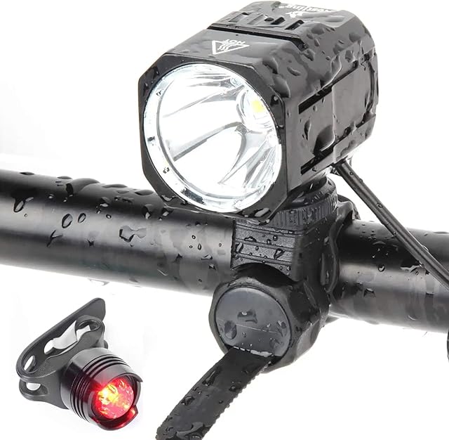 Nestling Super Bright Bike Light USB Rechargeable, 1200 Lumens Waterproof Road/Mountain Bicycle Headlight and Rear Light Set, Easy to Install for Men Women Kids Road Mountain Cycling