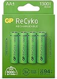 BT 4 x AA Rechargeable 1300mAh ReCyko+ Batteries | Up To 300 Charges Per Battery |Pre-charged Holds Power up to 80% after 1 Year - 1