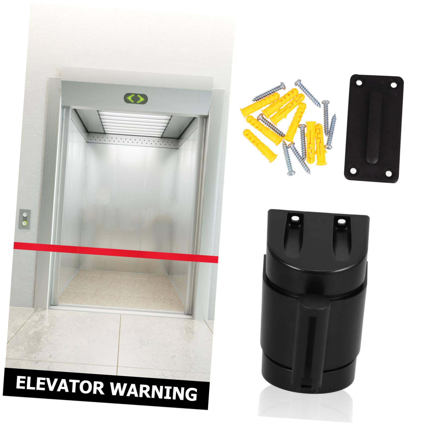 Cinta De Barrera Retráctil para Montaje En Pared: Correa De Seguridad Flexible Y Resistente A Impactos De Color Negro para Control De Multitudes, Gestión De Eventos Y Seguridad En
