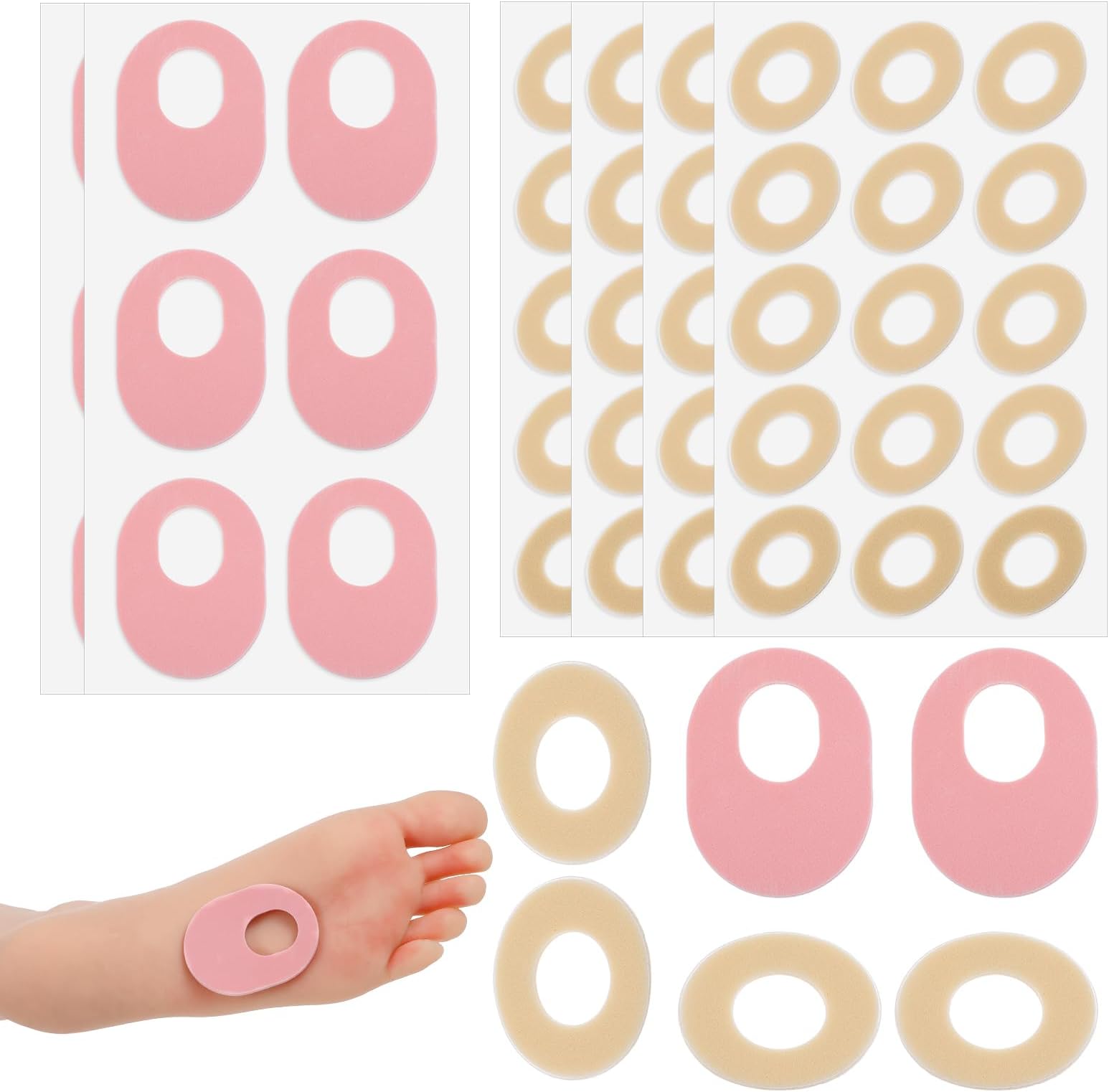 Tyqour 72 Pcs Corn Plasters for Bottom of Feet Corn Pads for Feet Self Adhesive Soft Callus Pads Corn Cushions Pressure and Friction from Shoes (Oval Shape)