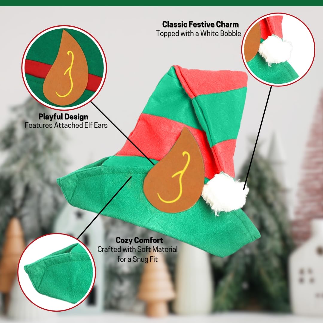 FNA FASHIONS Unisex Adult Elf Hats & Shoe Covers, Red/Green - Image 4